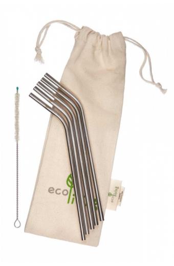 5 Stainless Steel Drinking Straws with Plastic Free Cleaning Brush